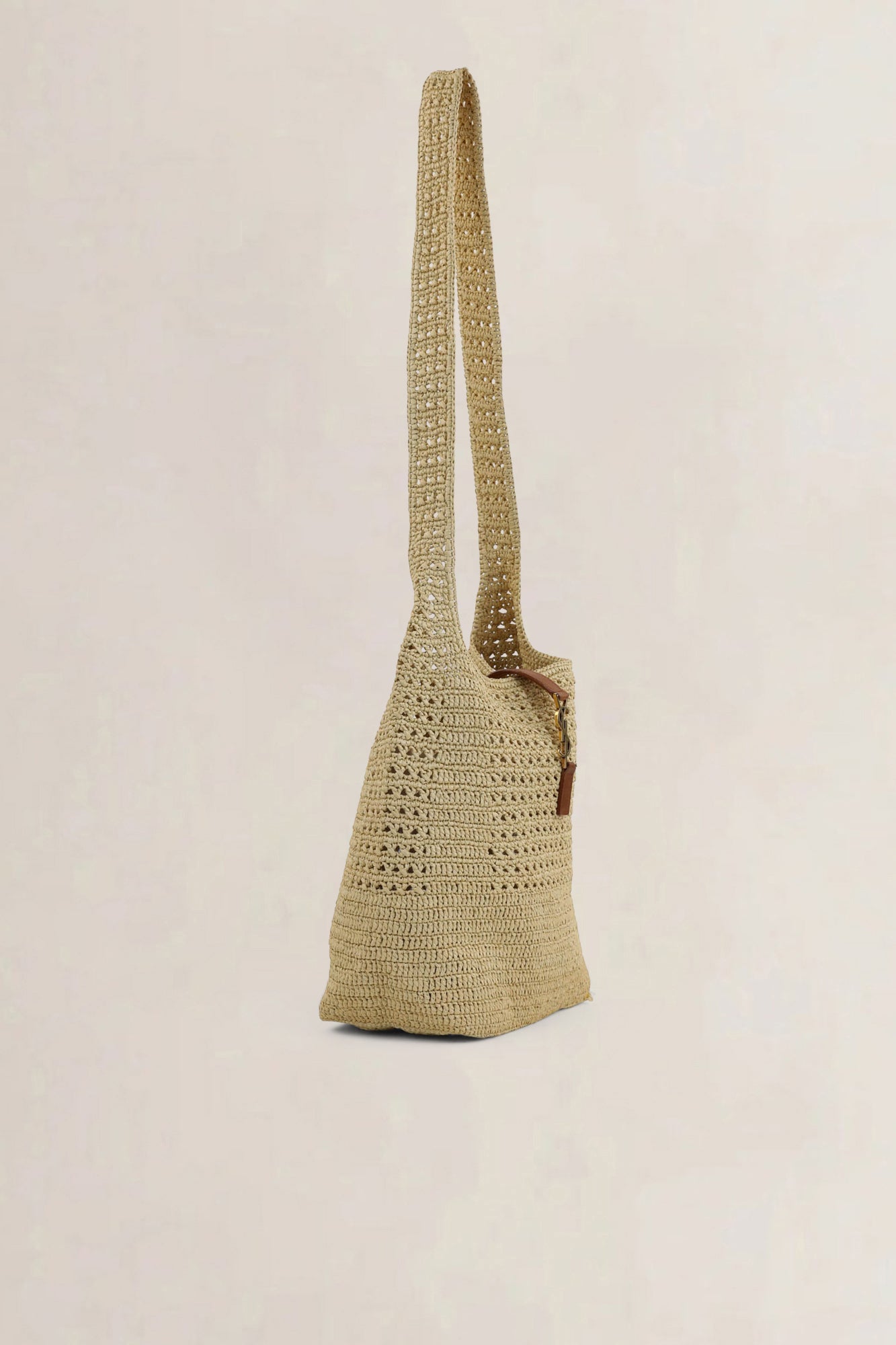 YSL Le 5 à 7 Raffia Hobo Plaque Crossbody Bag