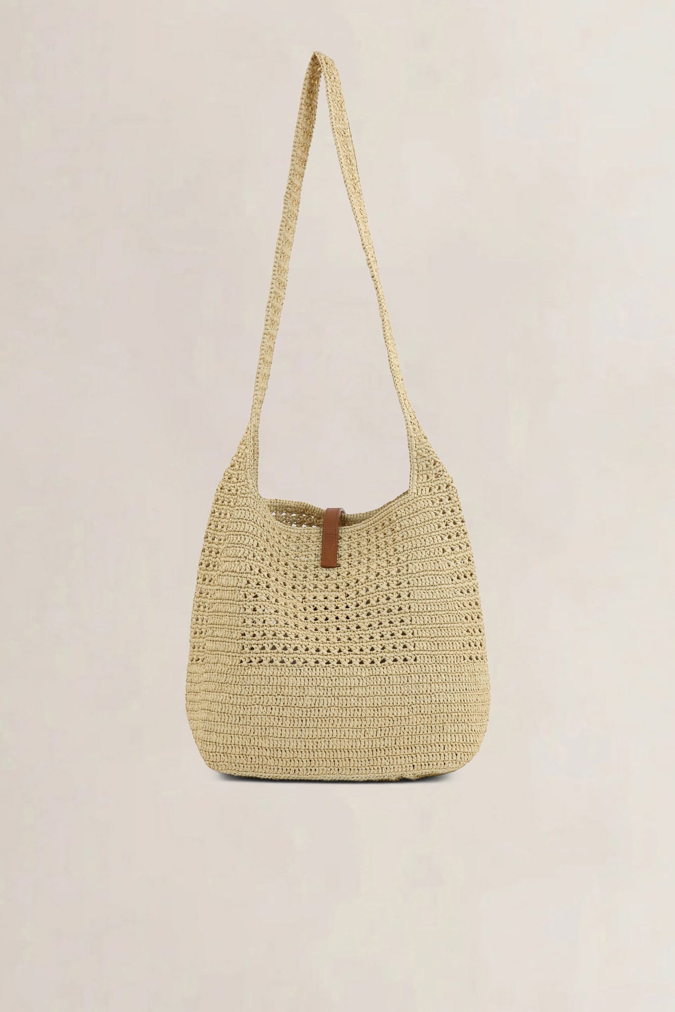 YSL Le 5 à 7 Raffia Hobo Plaque Crossbody Bag