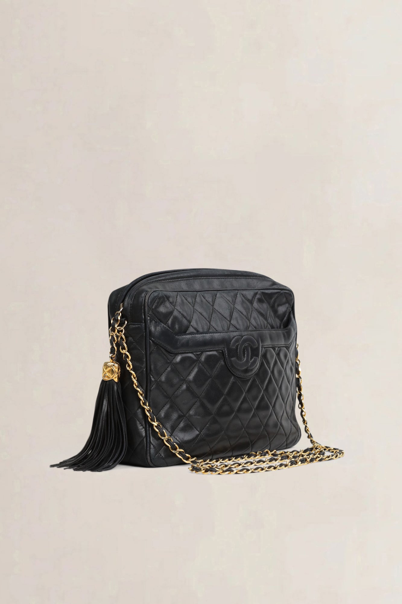 Chanel Vintage Black Quilted Lambskin Camera Bag