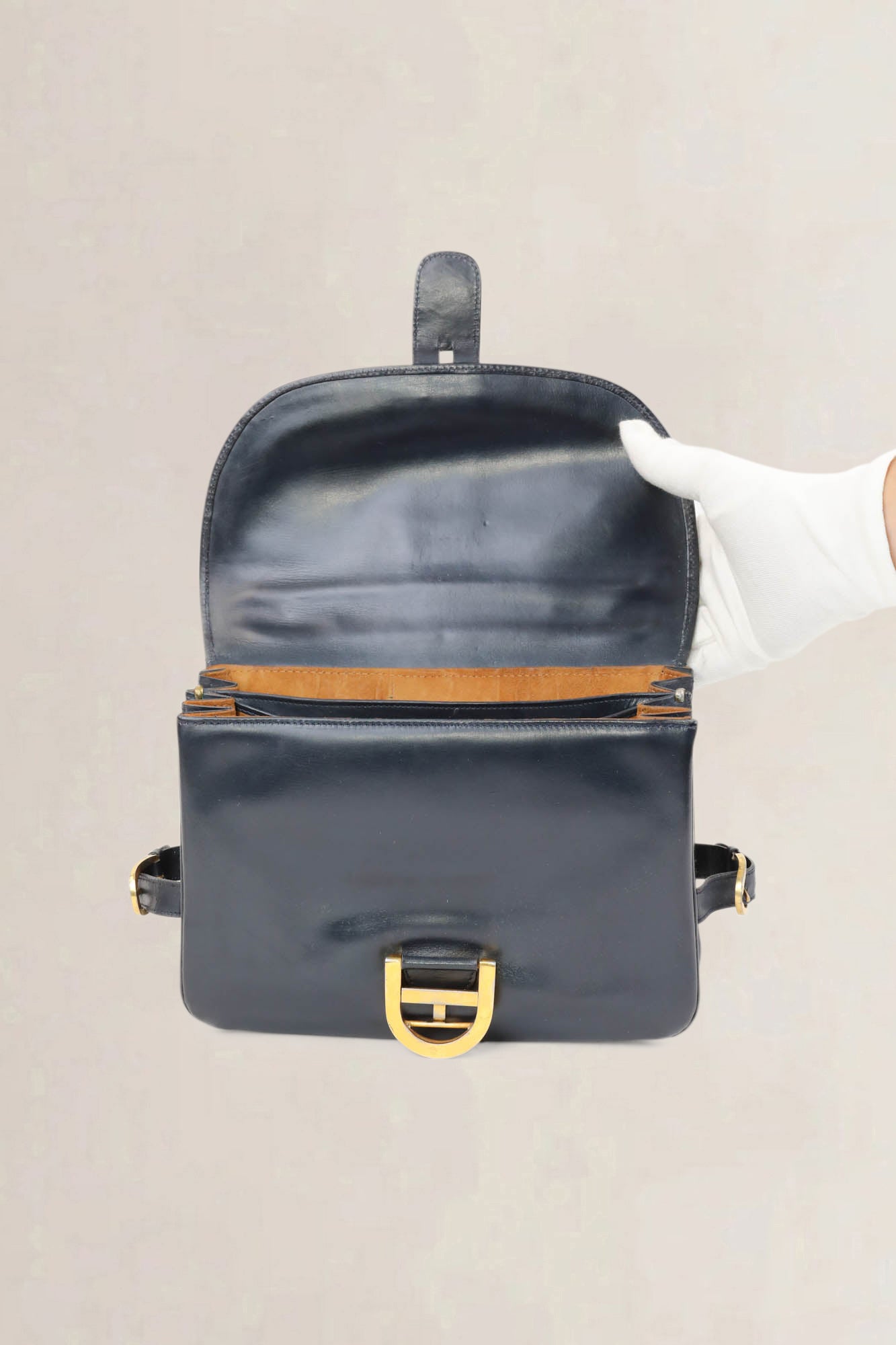 Delvaux Navy Blue Rouilly Top Handle Bag