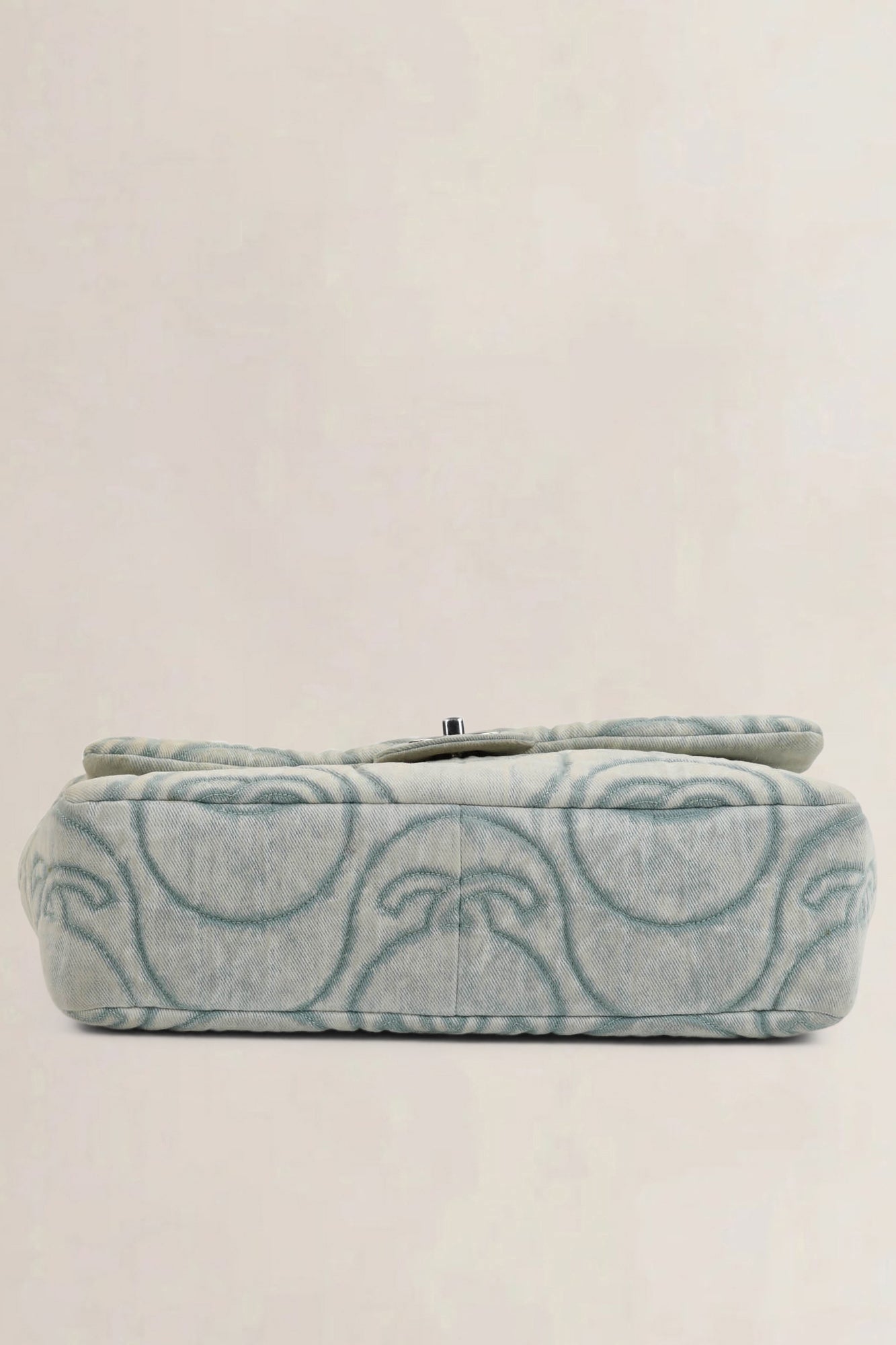 Chanel 2021 Blue Denim Wave Jumbo Crossbody Bag