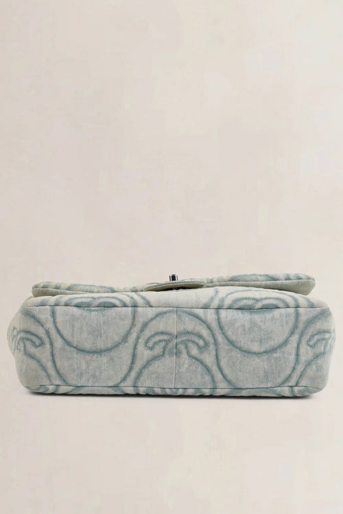 Chanel 2021 Blue Denim Wave Jumbo Crossbody Bag