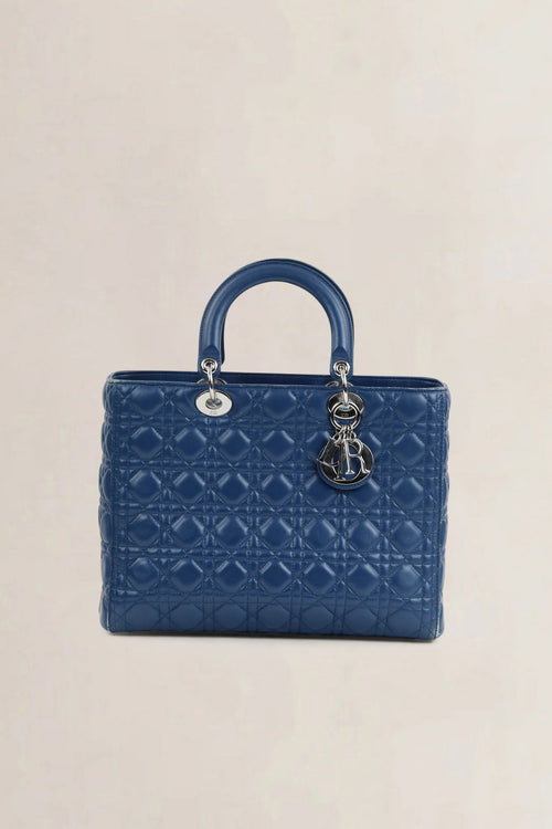 Christian Dior Blue Large Cannage Lady Dior Shoulder Bag