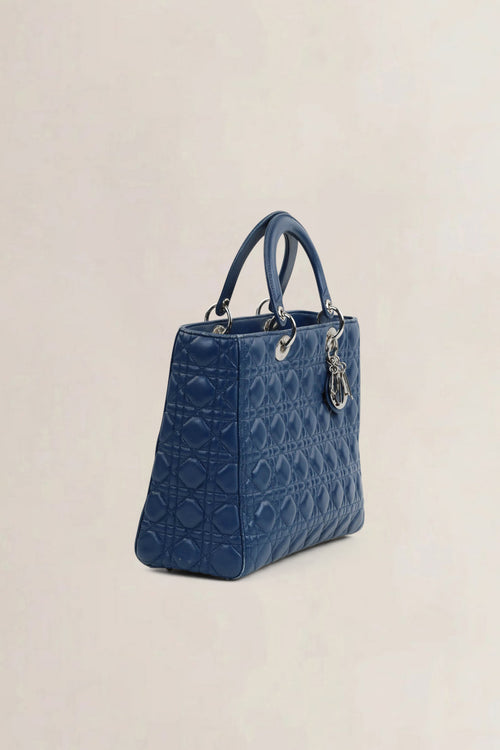 Christian Dior Blue Large Cannage Lady Dior Shoulder Bag