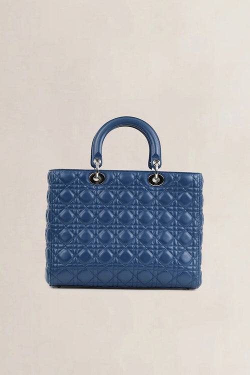 Christian Dior Blue Large Cannage Lady Dior Shoulder Bag