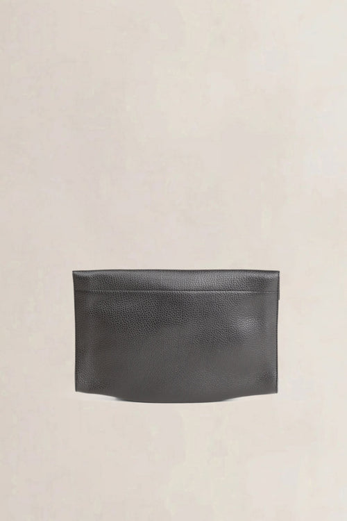 Delvaux Black Grained Leather Clutch