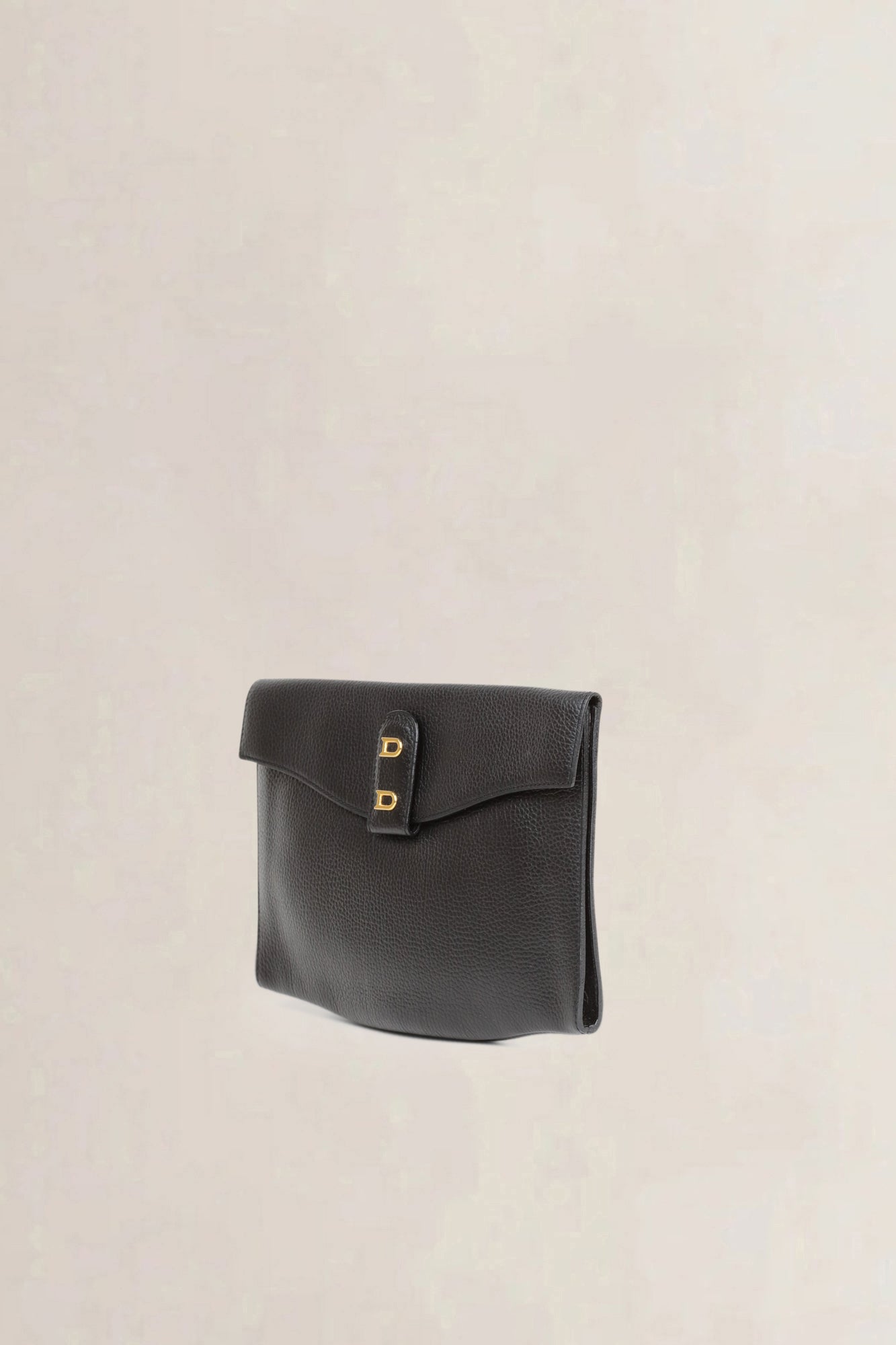 Delvaux Black Grained Leather Clutch