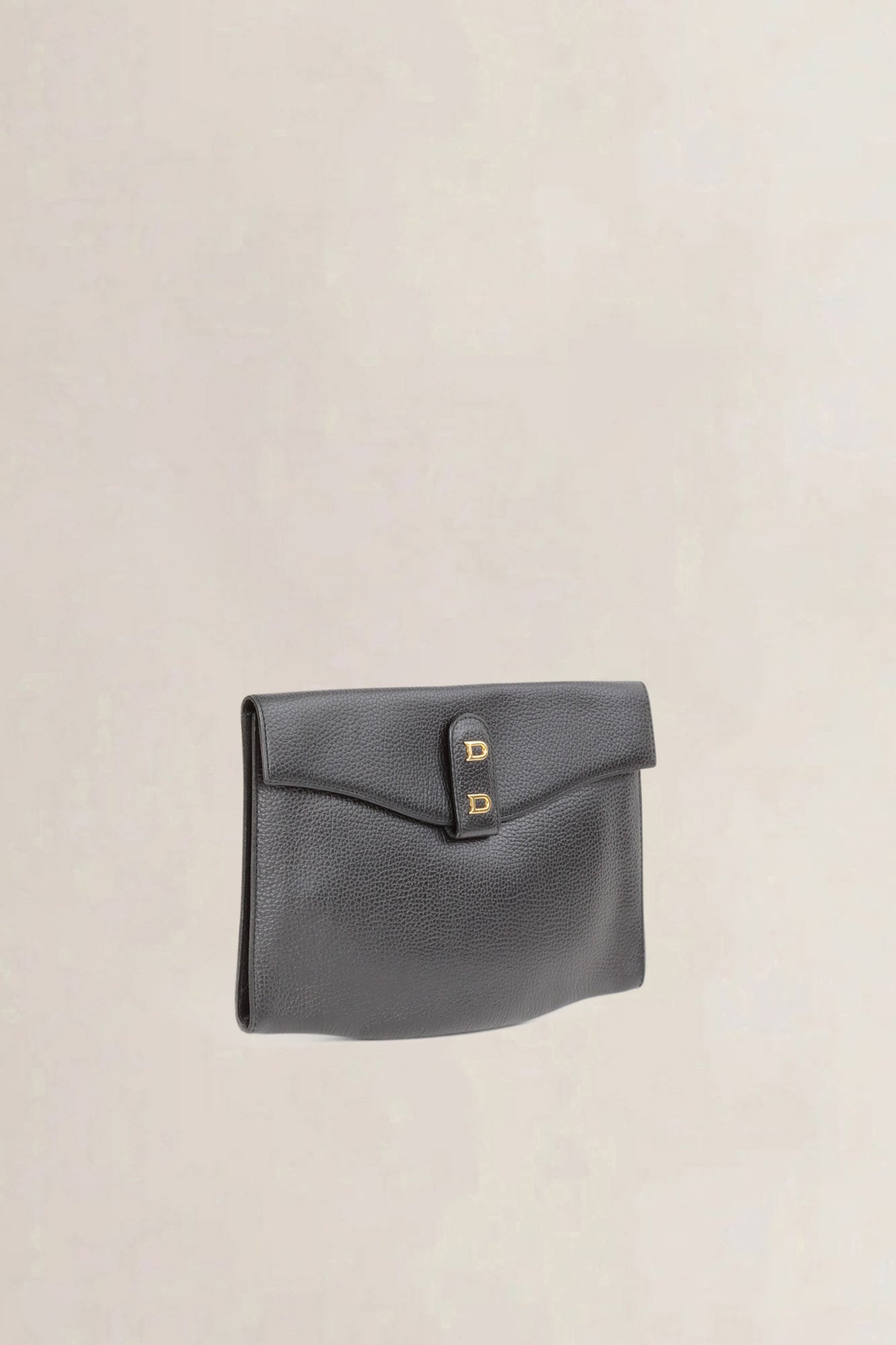 Delvaux Black Grained Leather Clutch