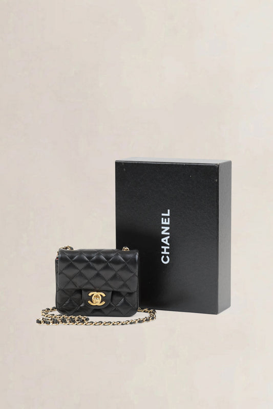 Black Micro Quilted Lambskin Single Flap crossbody