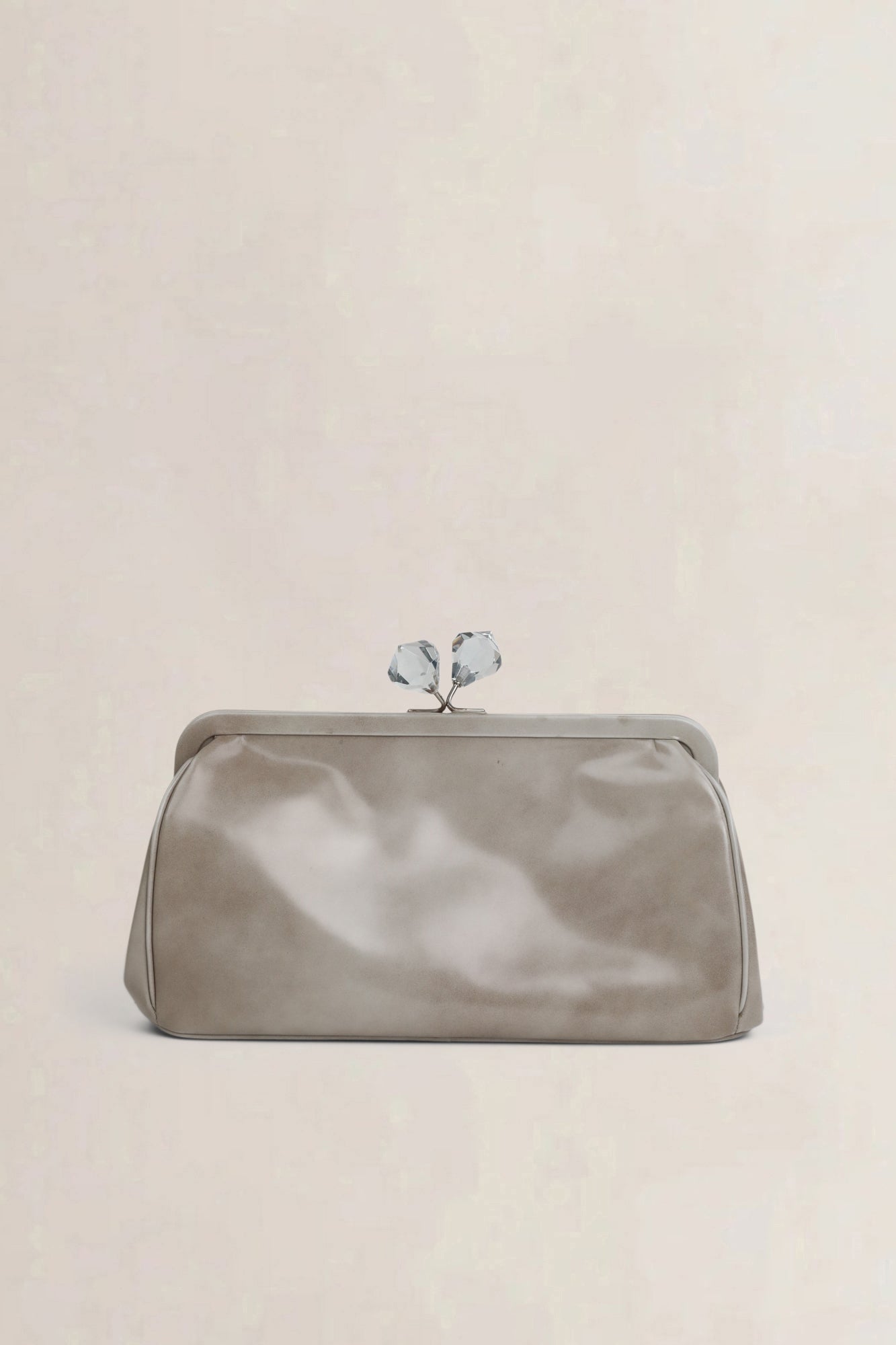 Prada Grey Spazzolato Leather Kisslock Clutch