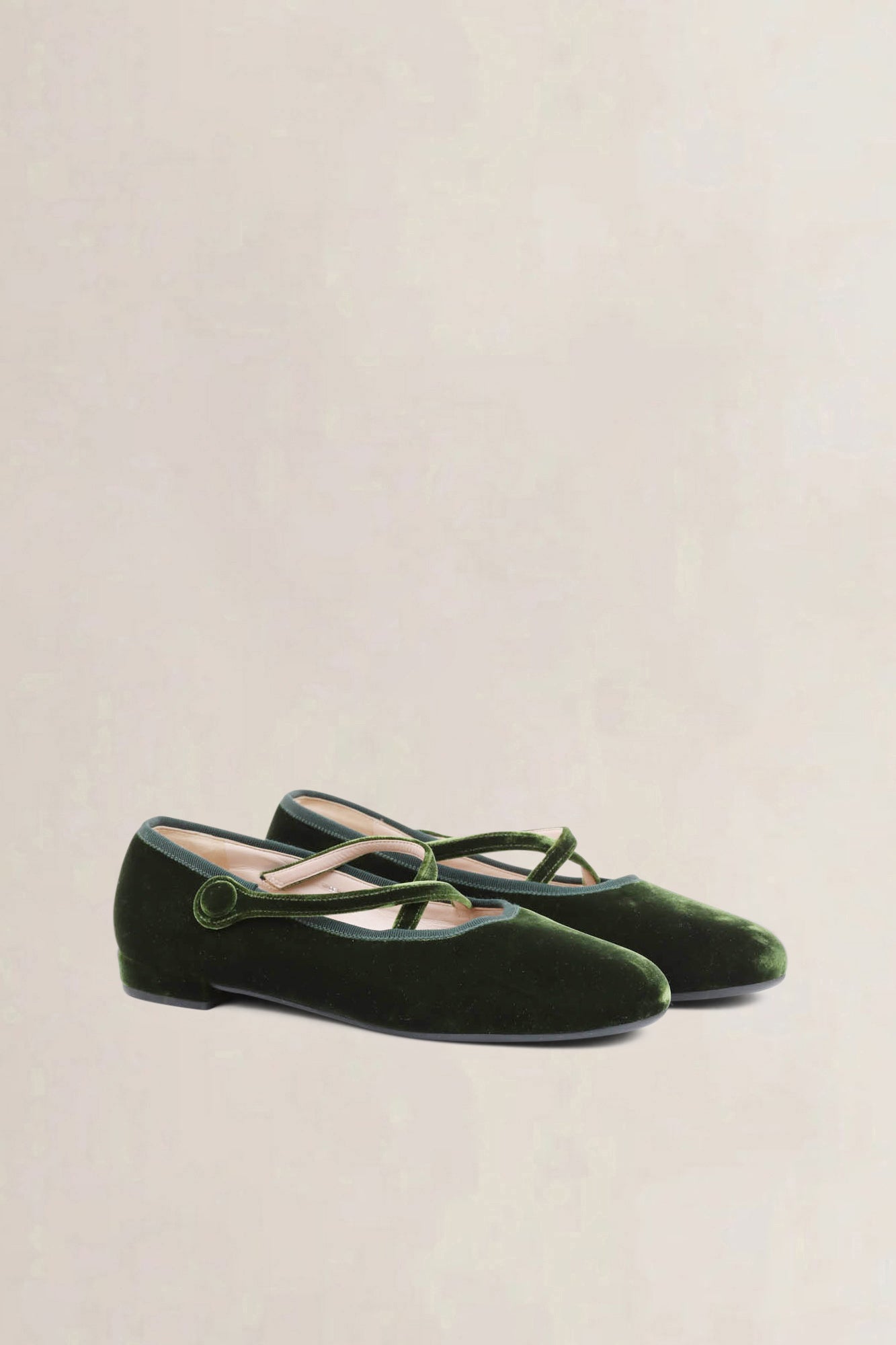 Green Velvet Ballet Flats
