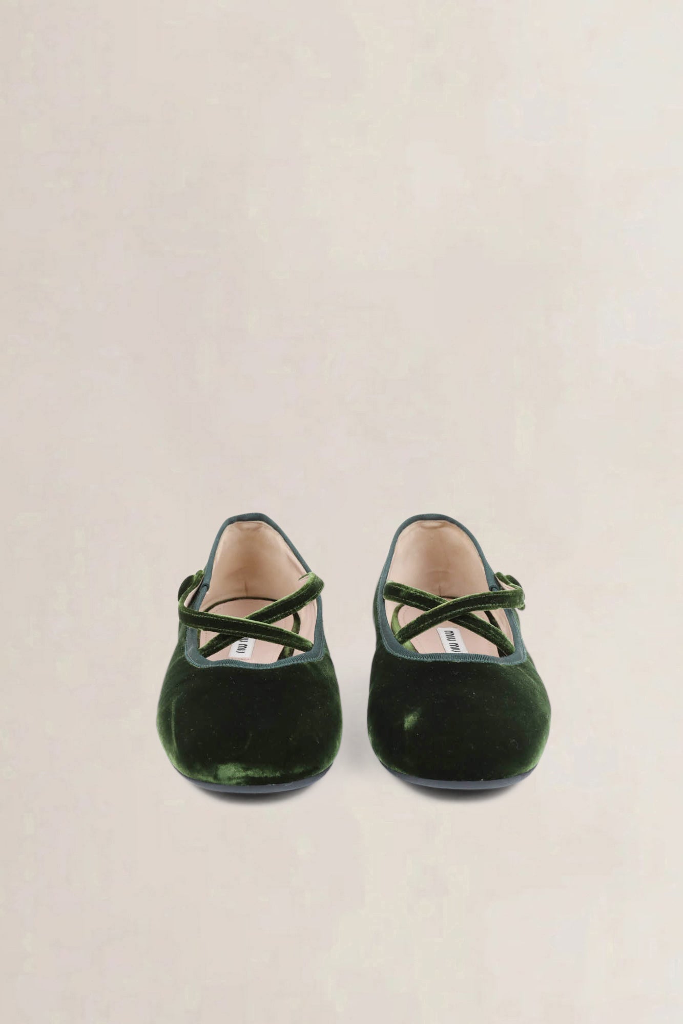Green Velvet Ballet Flats