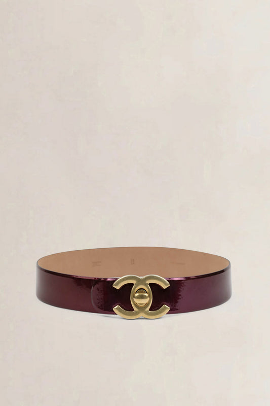 Purple Patent Leather CC Logo Belt