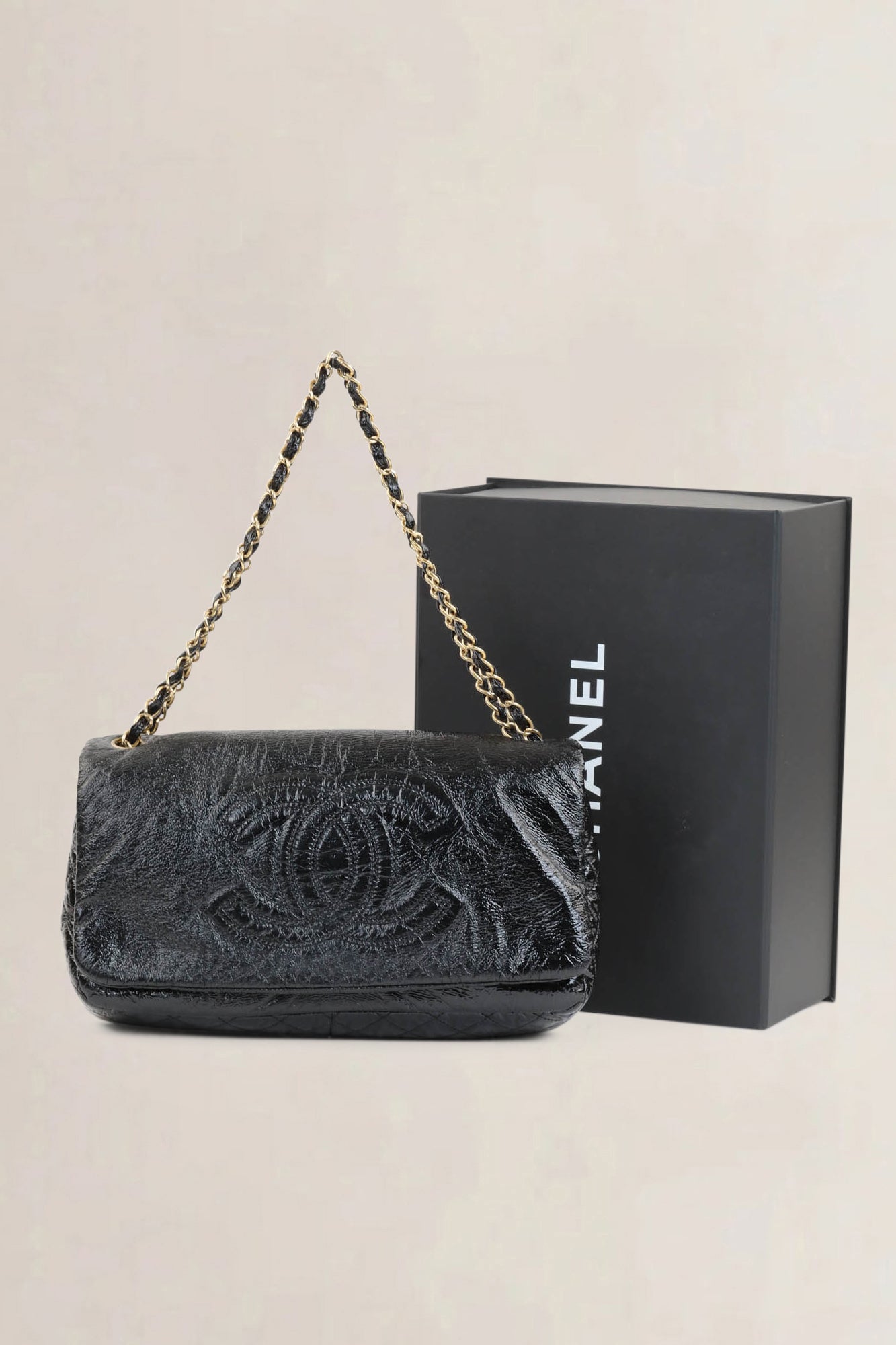 Chanel Black Rock And Chain Classic Shoulder Bag