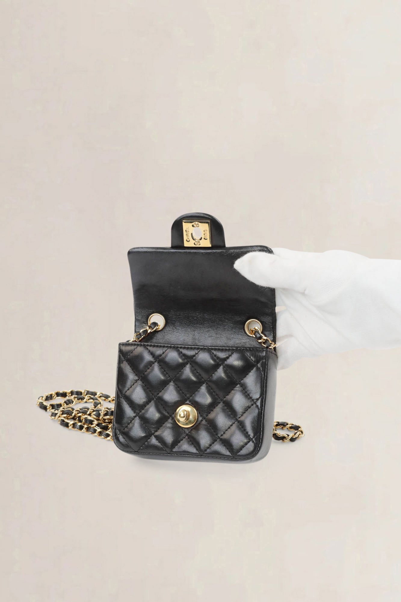 Black Micro Quilted Lambskin Single Flap crossbody