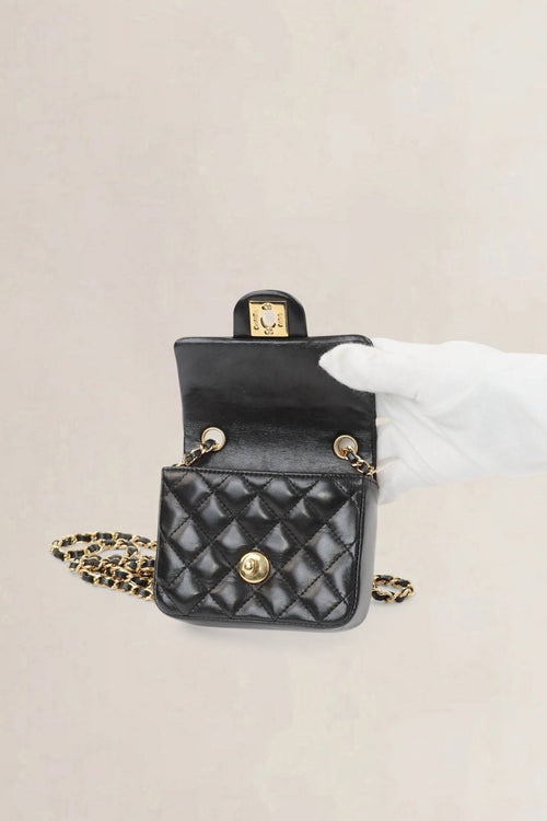 Black Micro Quilted Lambskin Single Flap crossbody