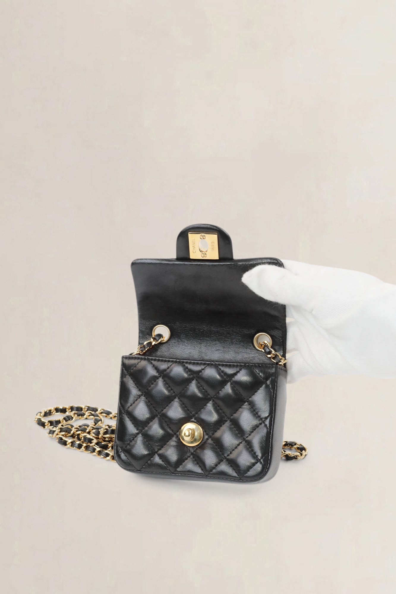 Black Micro Quilted Lambskin Single Flap crossbody