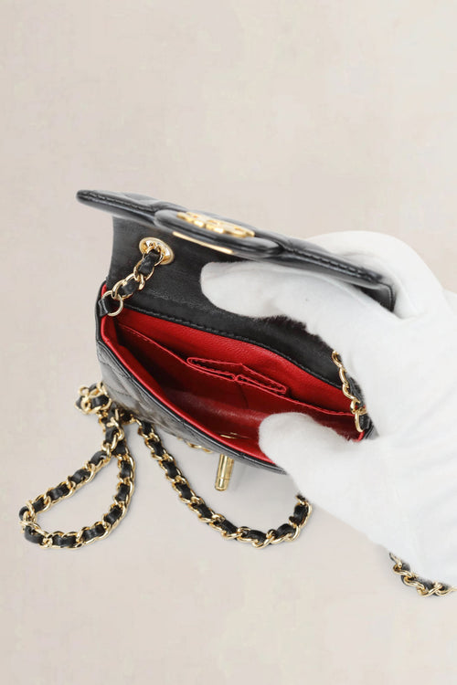 Black Micro Quilted Lambskin Single Flap crossbody