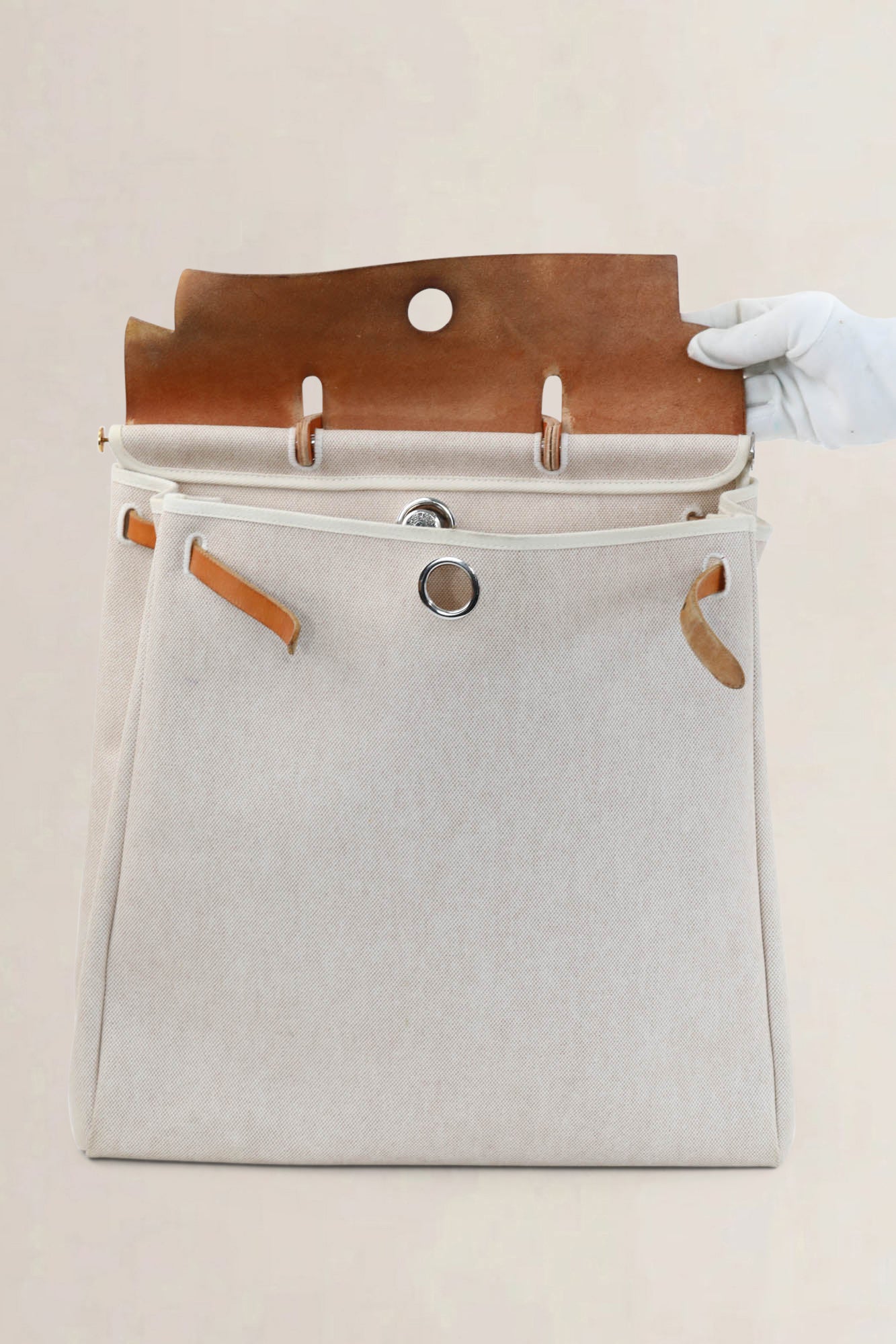Hermès Herbag Toile Canvas/Hunter Leather Top Handle Bag