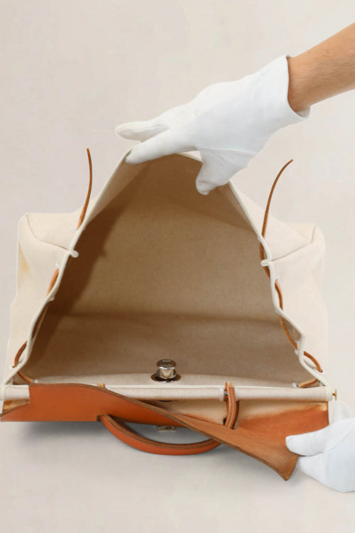 Hermès Herbag Toile Canvas/Hunter Leather Top Handle Bag