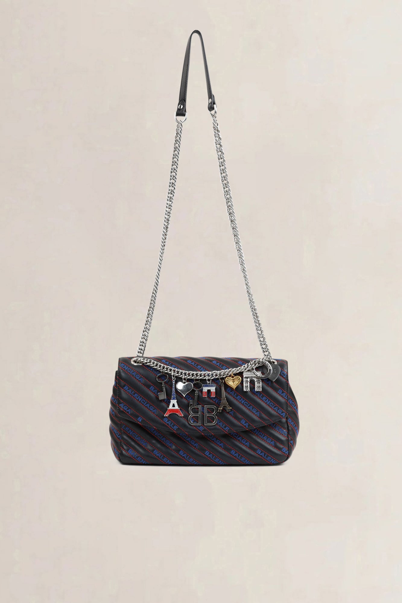 Charms Logo Matelasse M BB Round Crossbody Bag