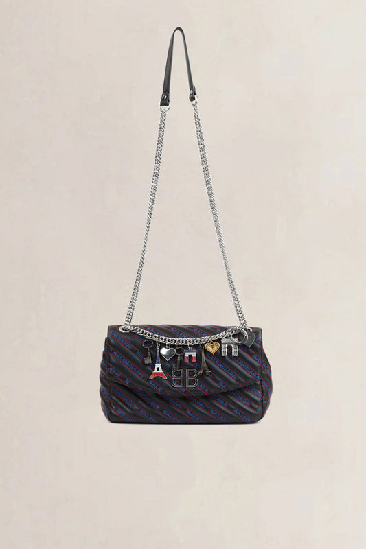 Charms Logo Matelasse M BB Round Crossbody Bag