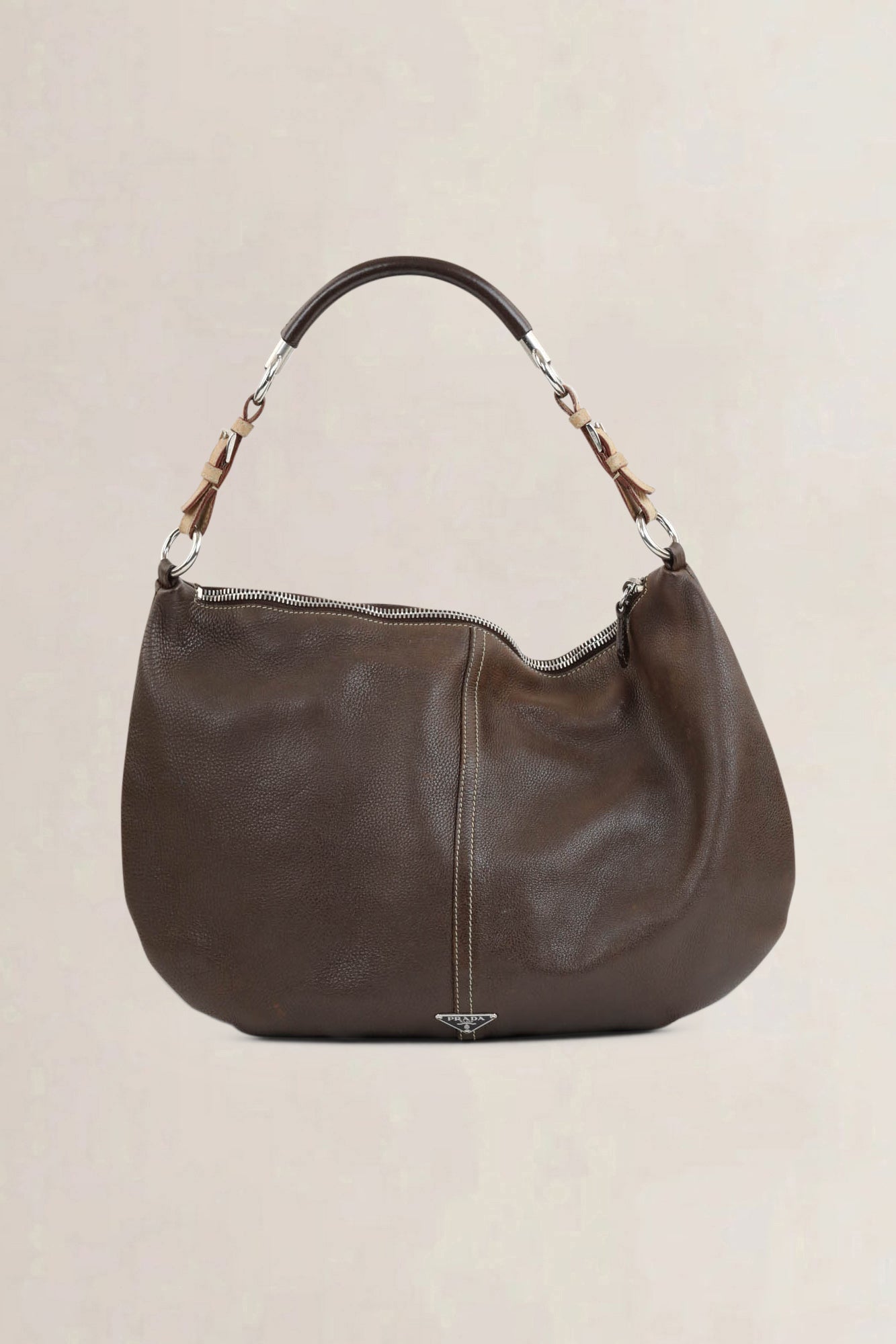 Brown Cafe Vitello Daino Hobo Shoulder Bag