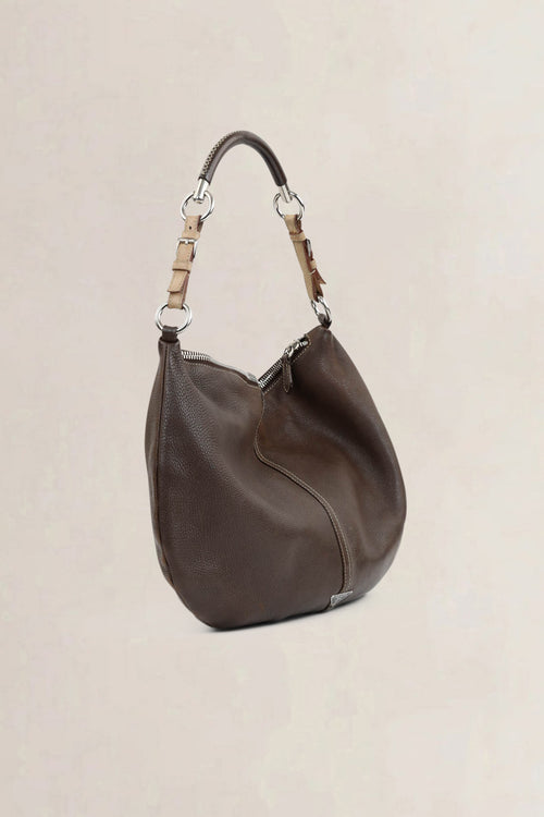 Brown Cafe Vitello Daino Hobo Shoulder Bag