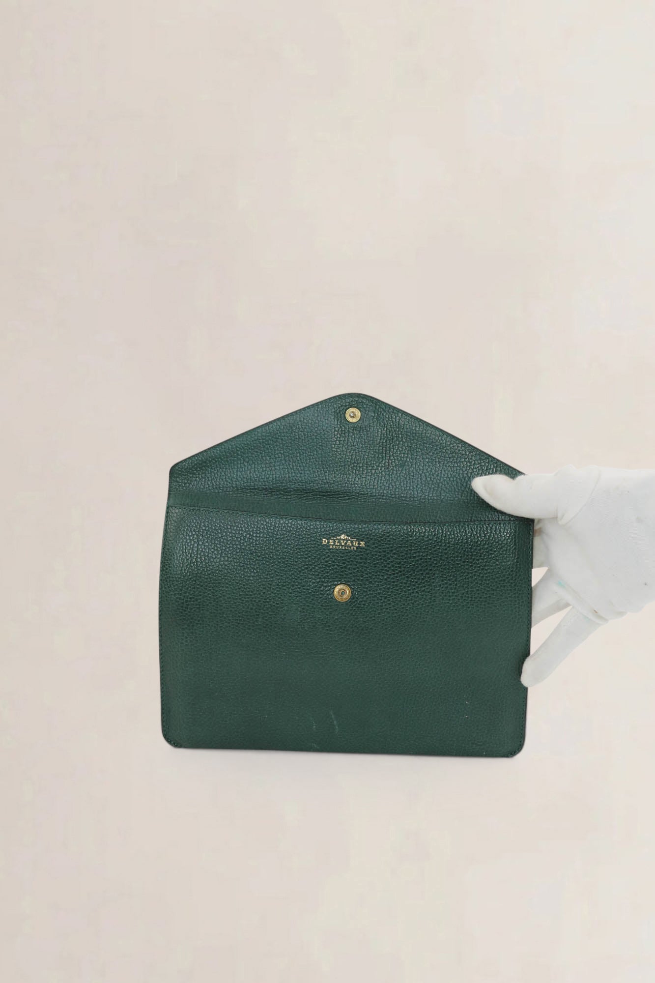Delvaux Green Leather Clutch