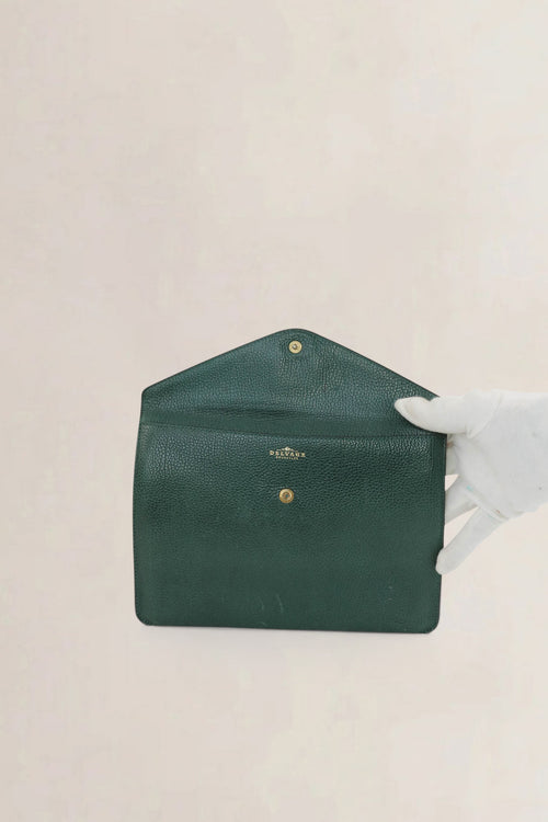 Delvaux Green Leather Clutch