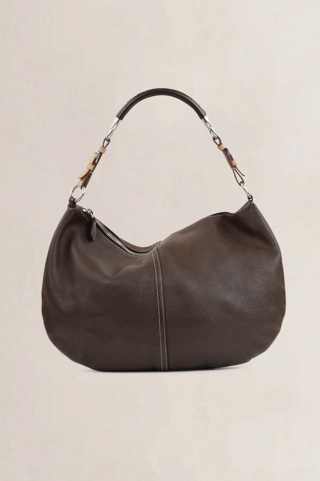 Brown Cafe Vitello Daino Hobo Shoulder Bag