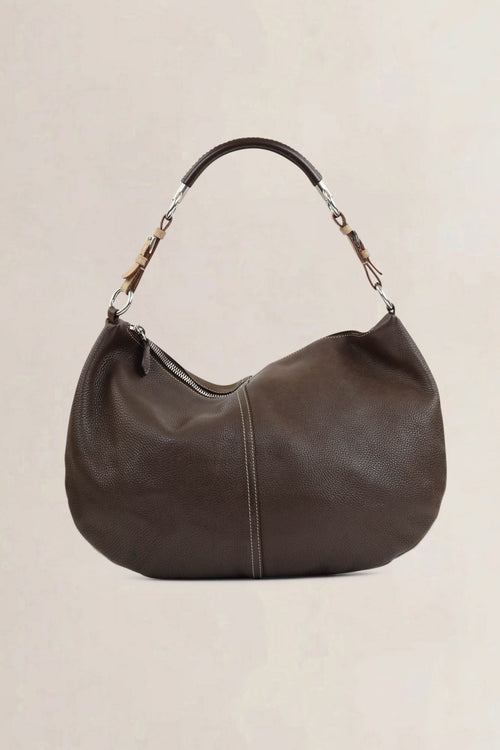 Brown Cafe Vitello Daino Hobo Shoulder Bag