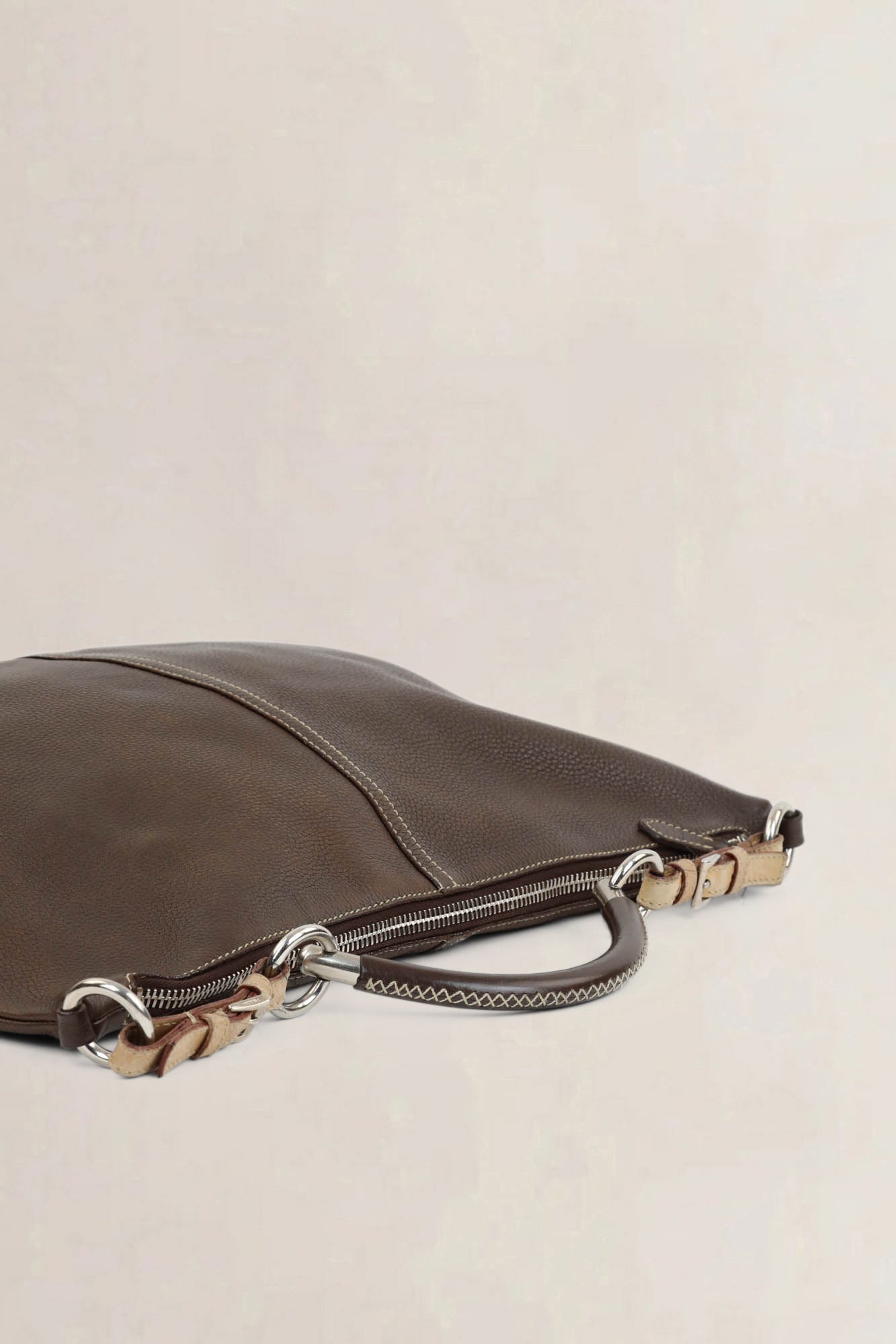 Brown Cafe Vitello Daino Hobo Shoulder Bag