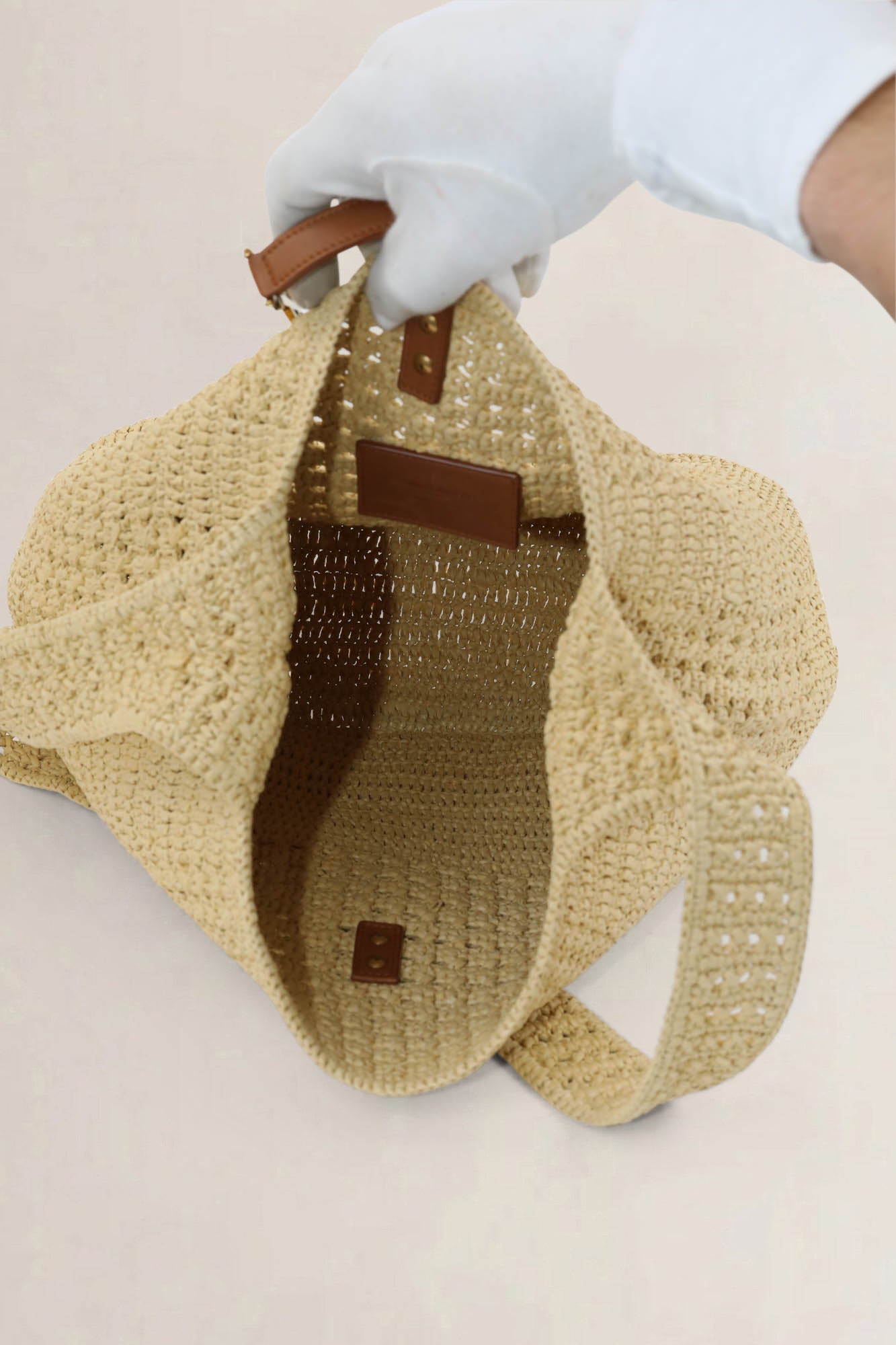 YSL Le 5 à 7 Raffia Hobo Plaque Crossbody Bag