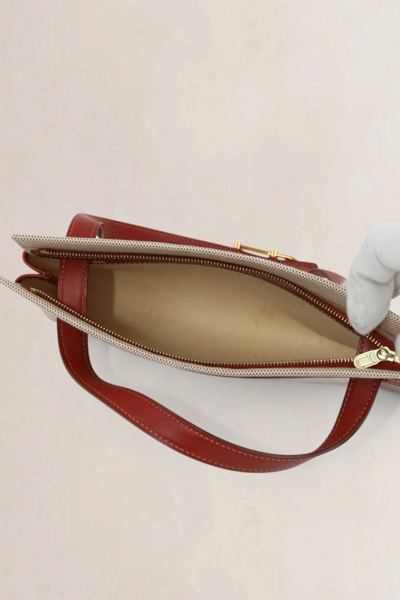 Red Canvas D-Light Top Handle Bag