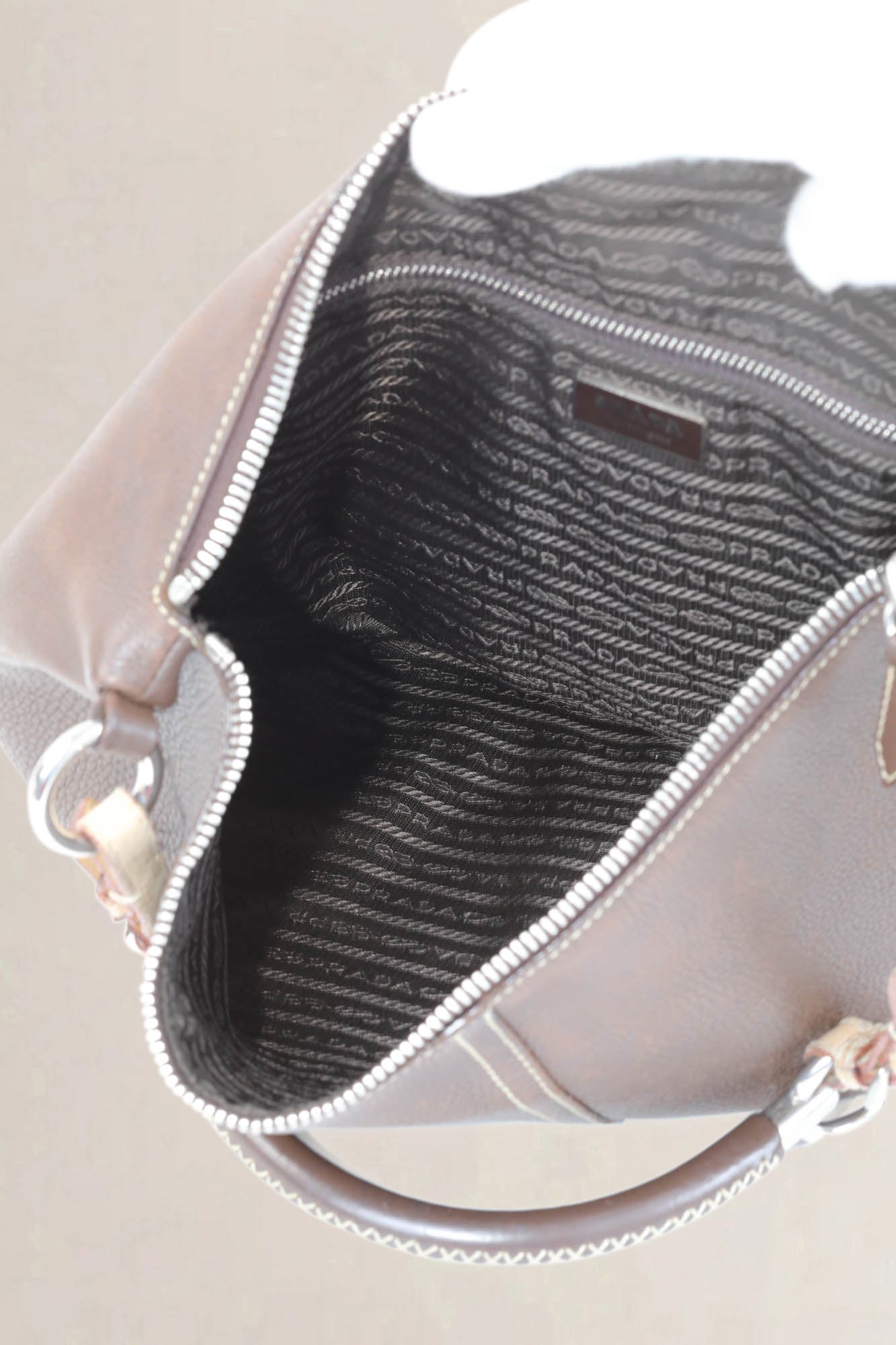 Brown Cafe Vitello Daino Hobo Shoulder Bag