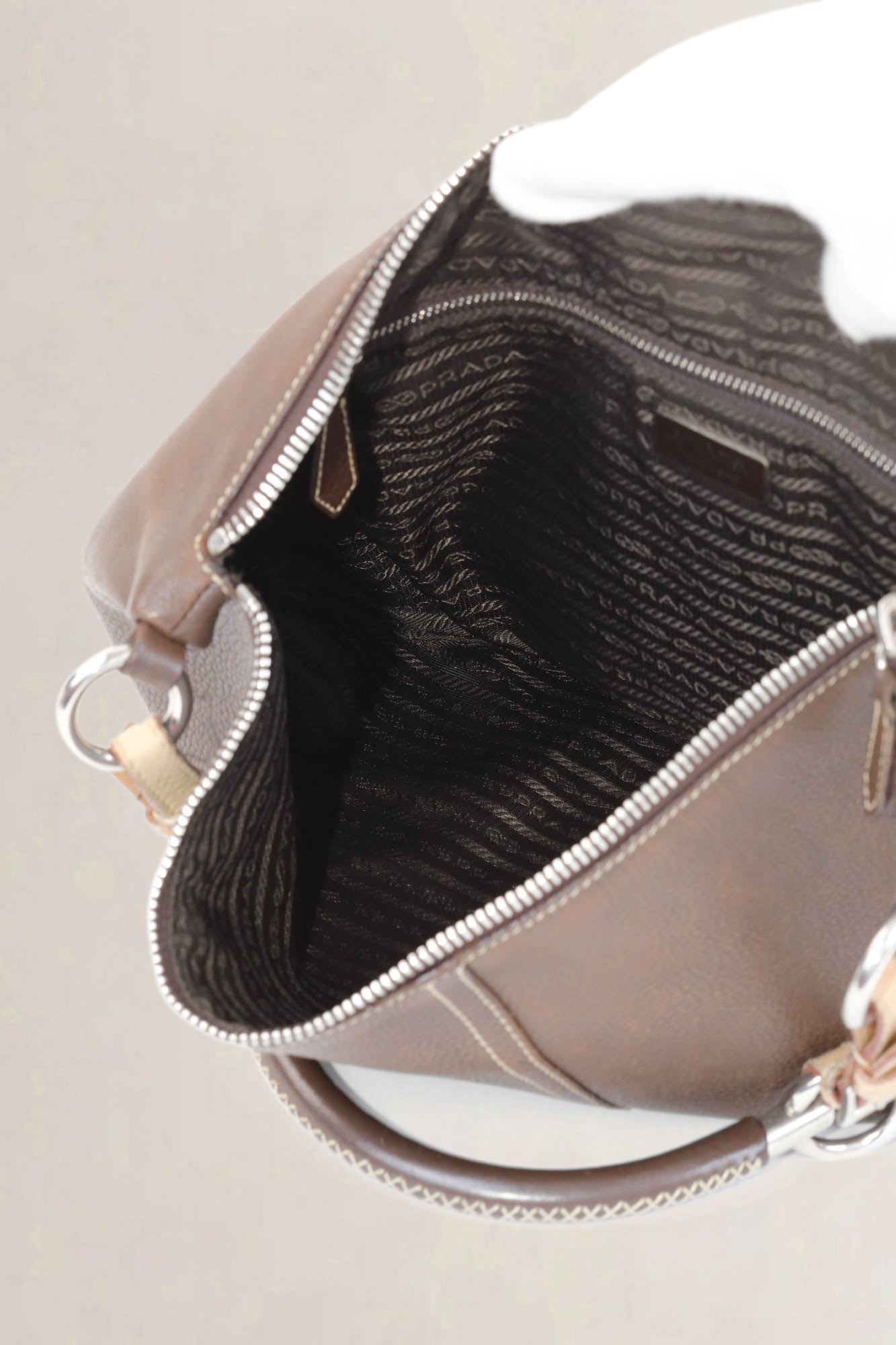 Brown Cafe Vitello Daino Hobo Shoulder Bag
