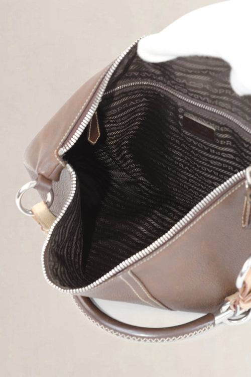 Brown Cafe Vitello Daino Hobo Shoulder Bag