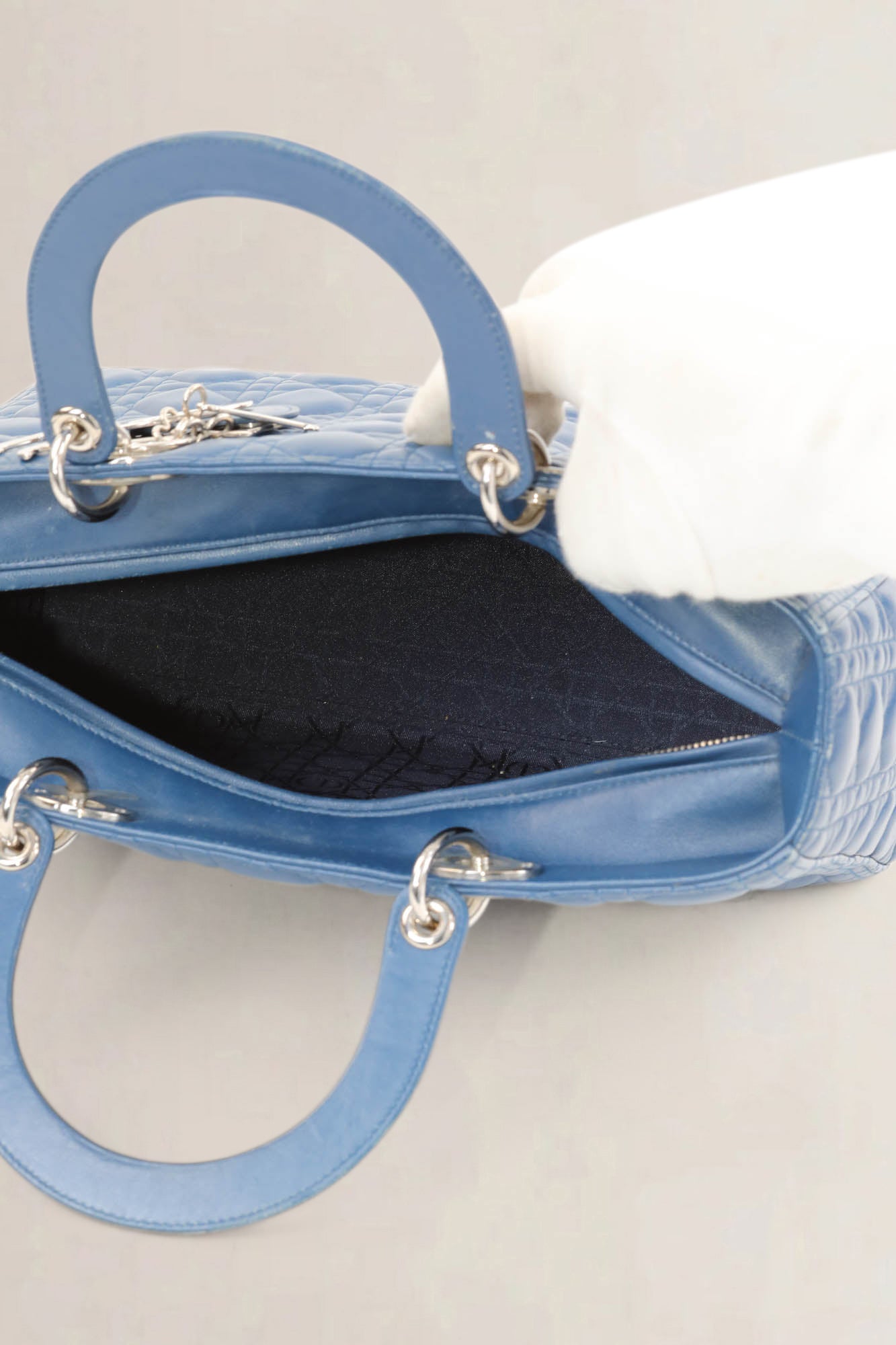 Christian Dior Blue Large Cannage Lady Dior Shoulder Bag