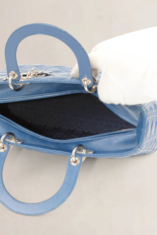 Christian Dior Blue Large Cannage Lady Dior Shoulder Bag