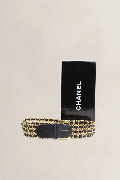 Chanel Black Leather Triple Chain Belt