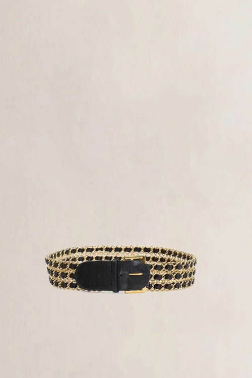 Chanel Black Leather Triple Chain Belt