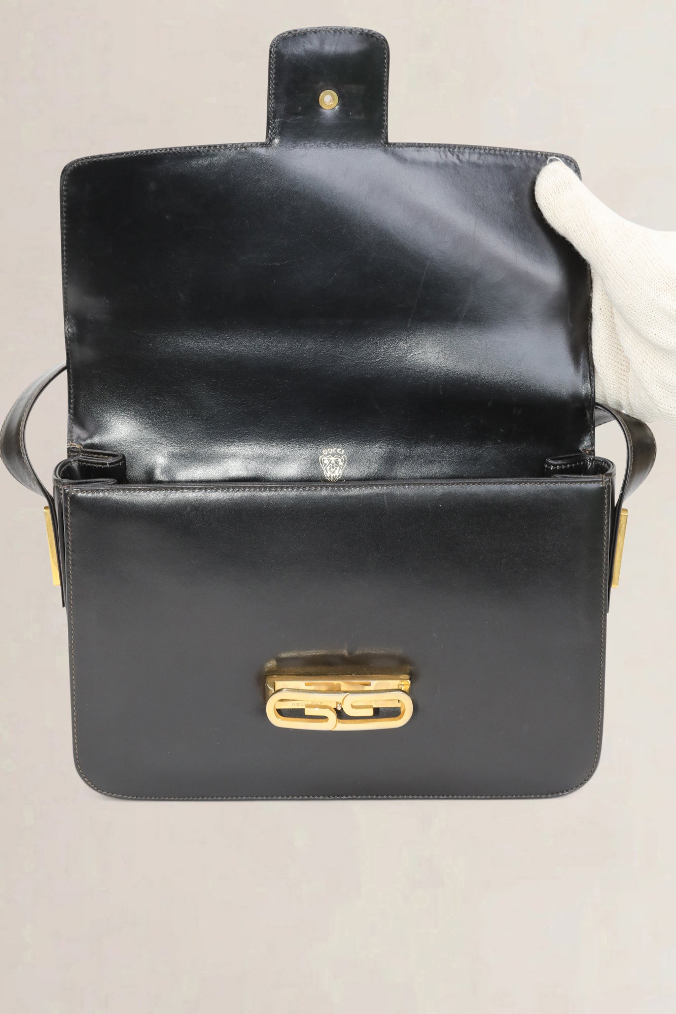 Gucci Black Vintage Leather Crossbody Bag