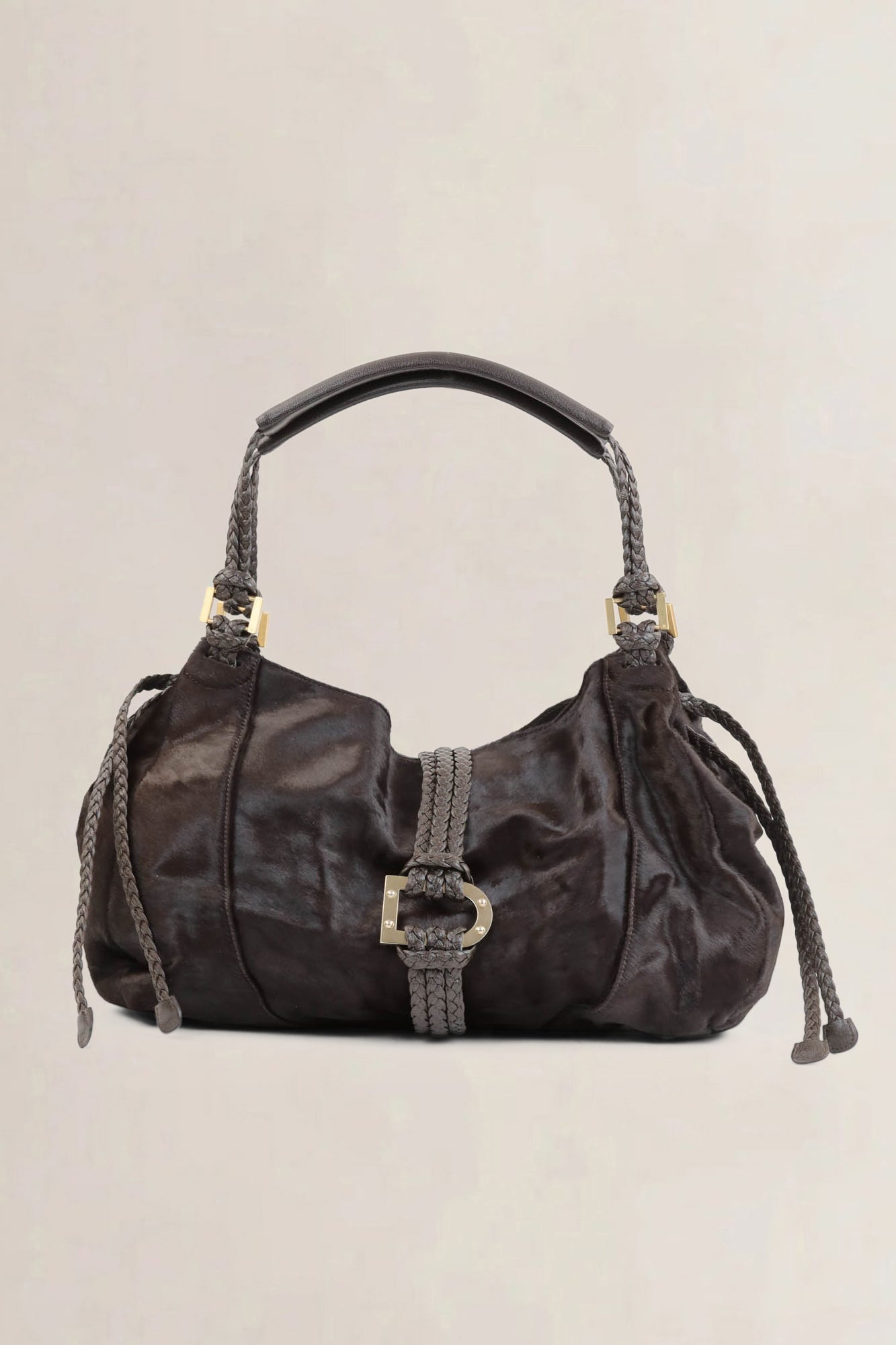 Delvaux Brown Pony Hair Eugène GM Shoulder Bag