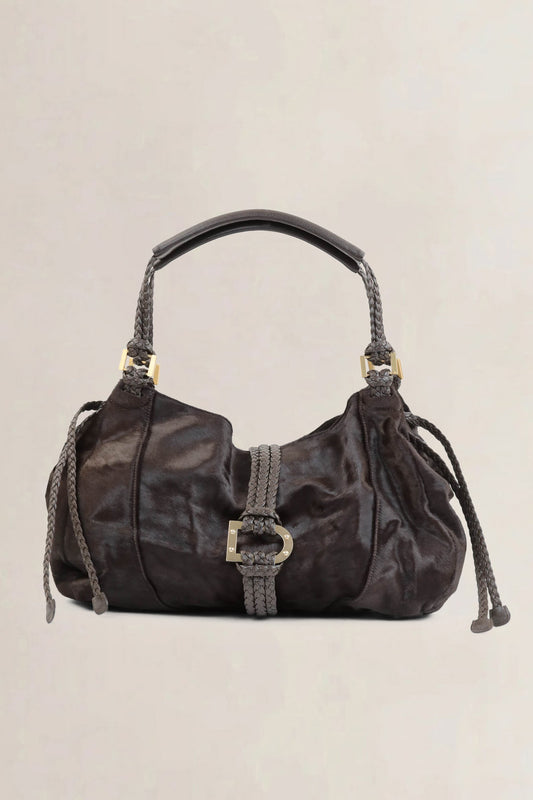Delvaux Brown Pony Hair Eugène GM Shoulder Bag
