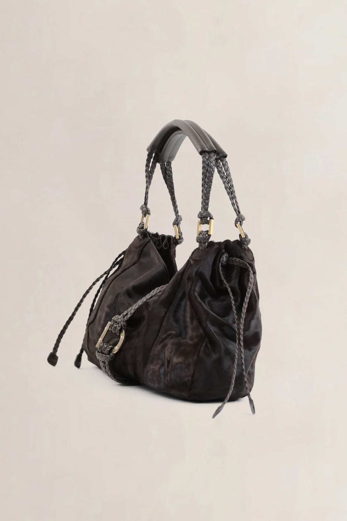 Delvaux Brown Pony Hair Eugène GM Shoulder Bag