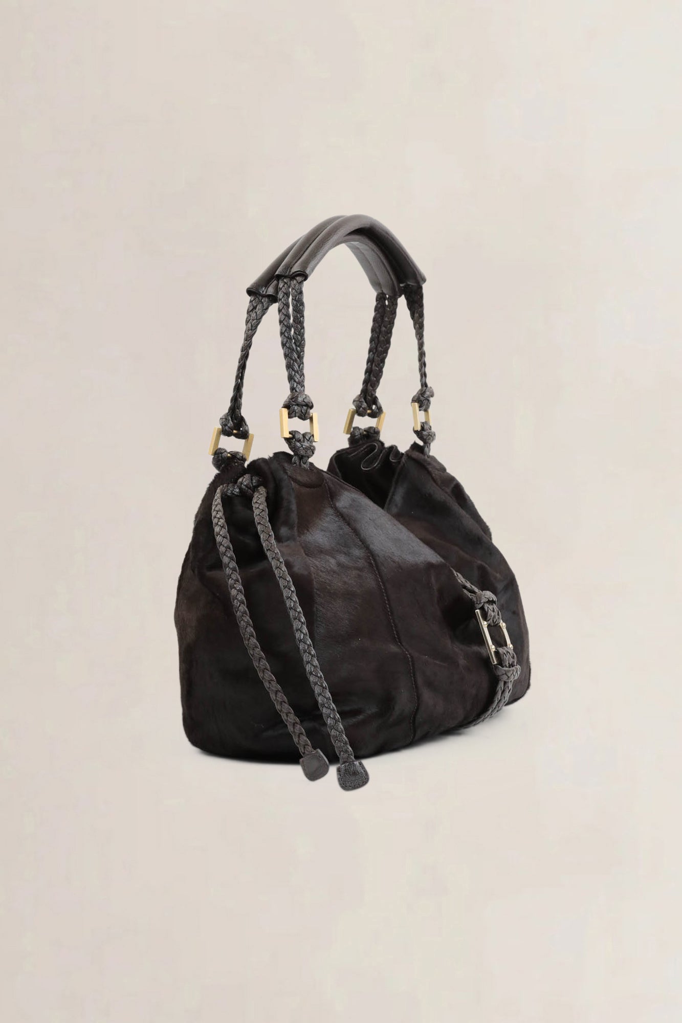 Delvaux Brown Pony Hair Eugène GM Shoulder Bag