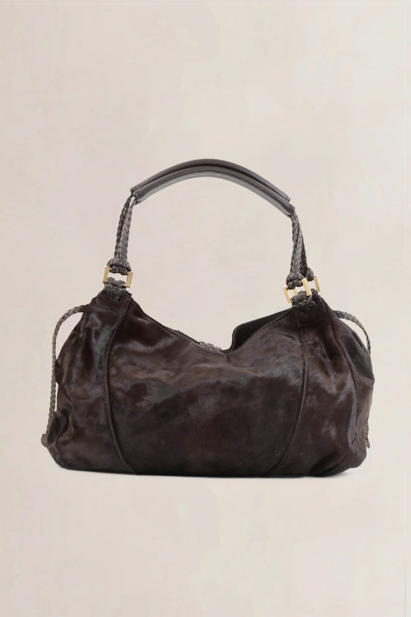Delvaux Brown Pony Hair Eugène GM Shoulder Bag