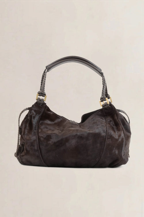 Delvaux Brown Pony Hair Eugène GM Shoulder Bag