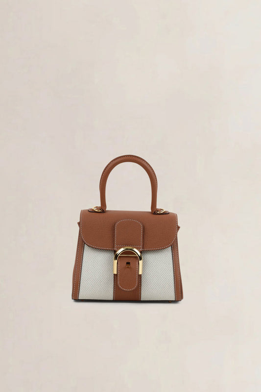 Delvaux Brillant Mini Canvas Tan Top handle Bag